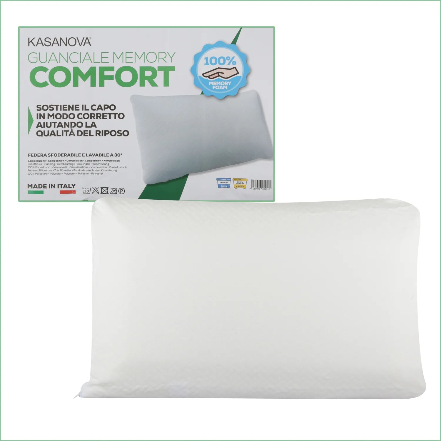 Cuscino morbido guanciale memory comfort 40x70x11 cm Kasanova Cuscino morbido guanciale memory comfort 40x70x11 cm Kasanova